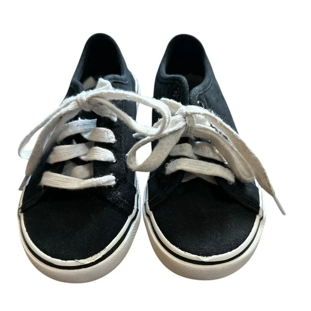 Wonder Nation Girls Sz 1 Black White Memory Foam Classic Low-Top Tie Up Sneaker